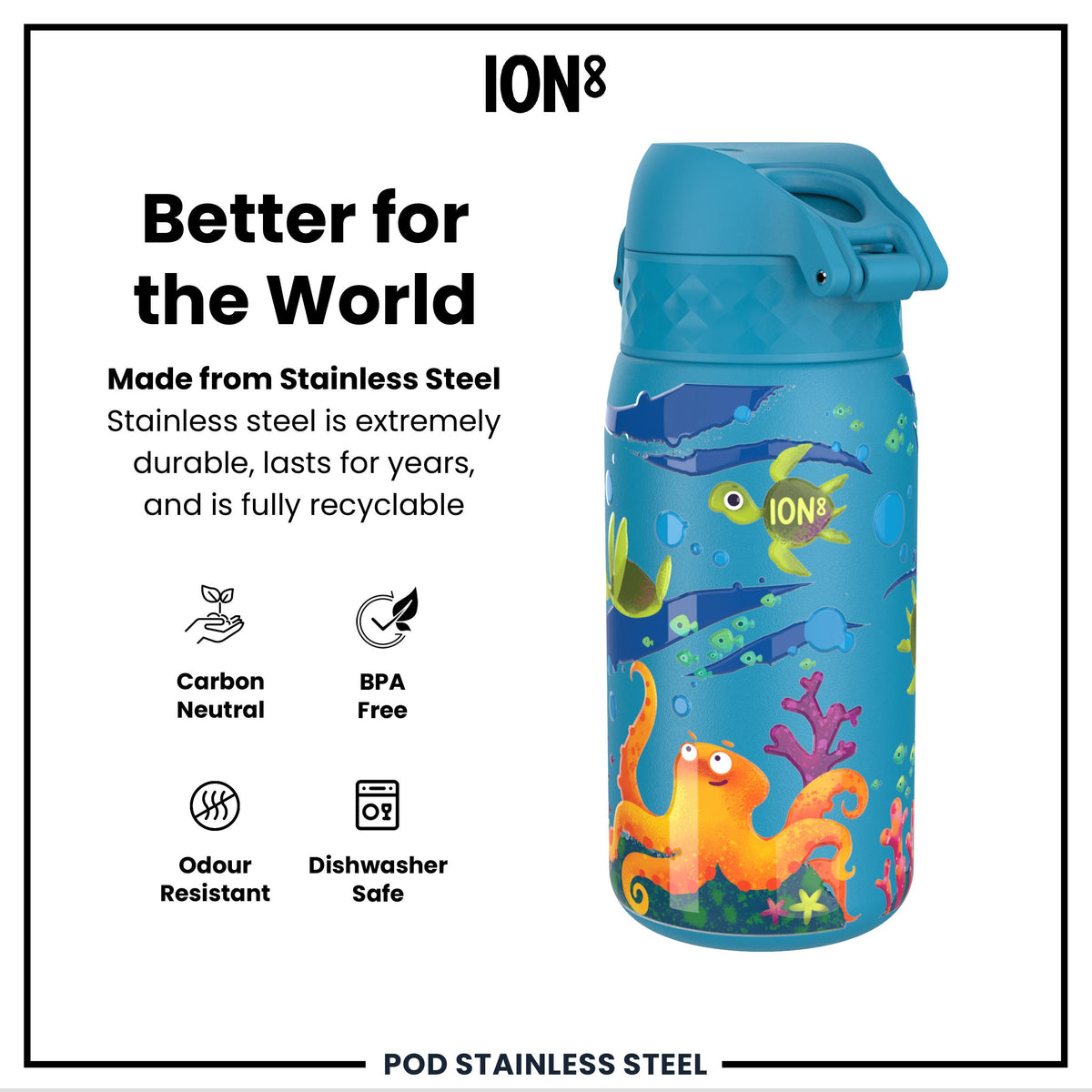 Leak Proof Thermal Steel Water Bottle, Insulated, Sea Turtles, 320ml (11oz) — additional product photo