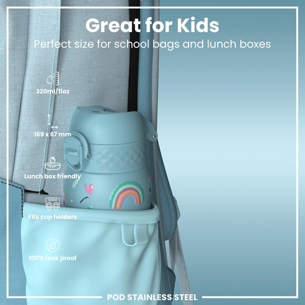 Leak Proof Thermal Steel Water Bottle, Insulated, Blue Unicorns, 320ml (11oz) — additional product photo