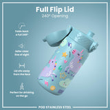 Leak Proof Thermal Steel Water Bottle, Insulated, Blue Unicorns, 320ml (11oz) — additional product photo
