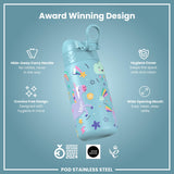 Leak Proof Thermal Steel Water Bottle, Insulated, Blue Unicorns, 320ml (11oz) — additional product photo