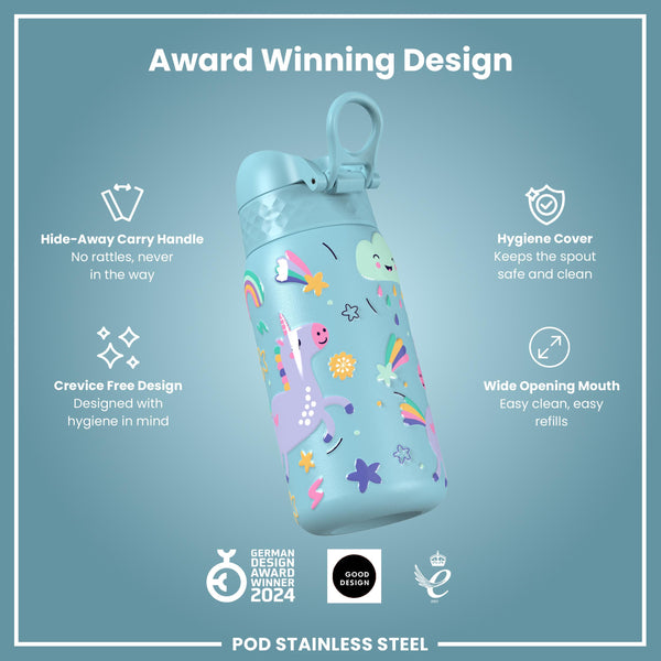 Leak Proof Thermal Steel Water Bottle, Insulated, Blue Unicorns, 320ml (11oz) — additional product photo