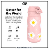 Leak Proof Thermal Steel Water Bottle, Insulated, Daisy, 320ml (11oz) — additional product photo