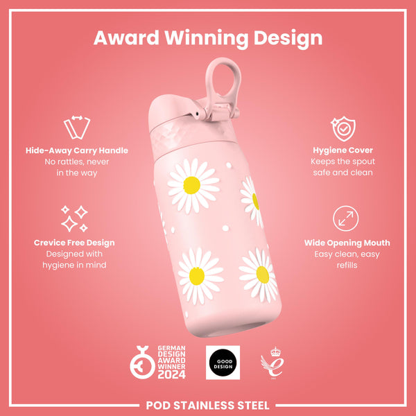 Leak Proof Thermal Steel Water Bottle, Insulated, Daisy, 320ml (11oz) — additional product photo