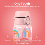 Leak Proof Thermal Steel Water Bottle, Insulated, Rainbows, 320ml (11oz)