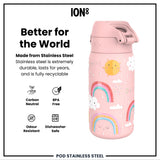 Leak Proof Thermal Steel Water Bottle, Insulated, Rainbows, 320ml (11oz)