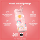 Leak Proof Thermal Steel Water Bottle, Insulated, Rainbows, 320ml (11oz)