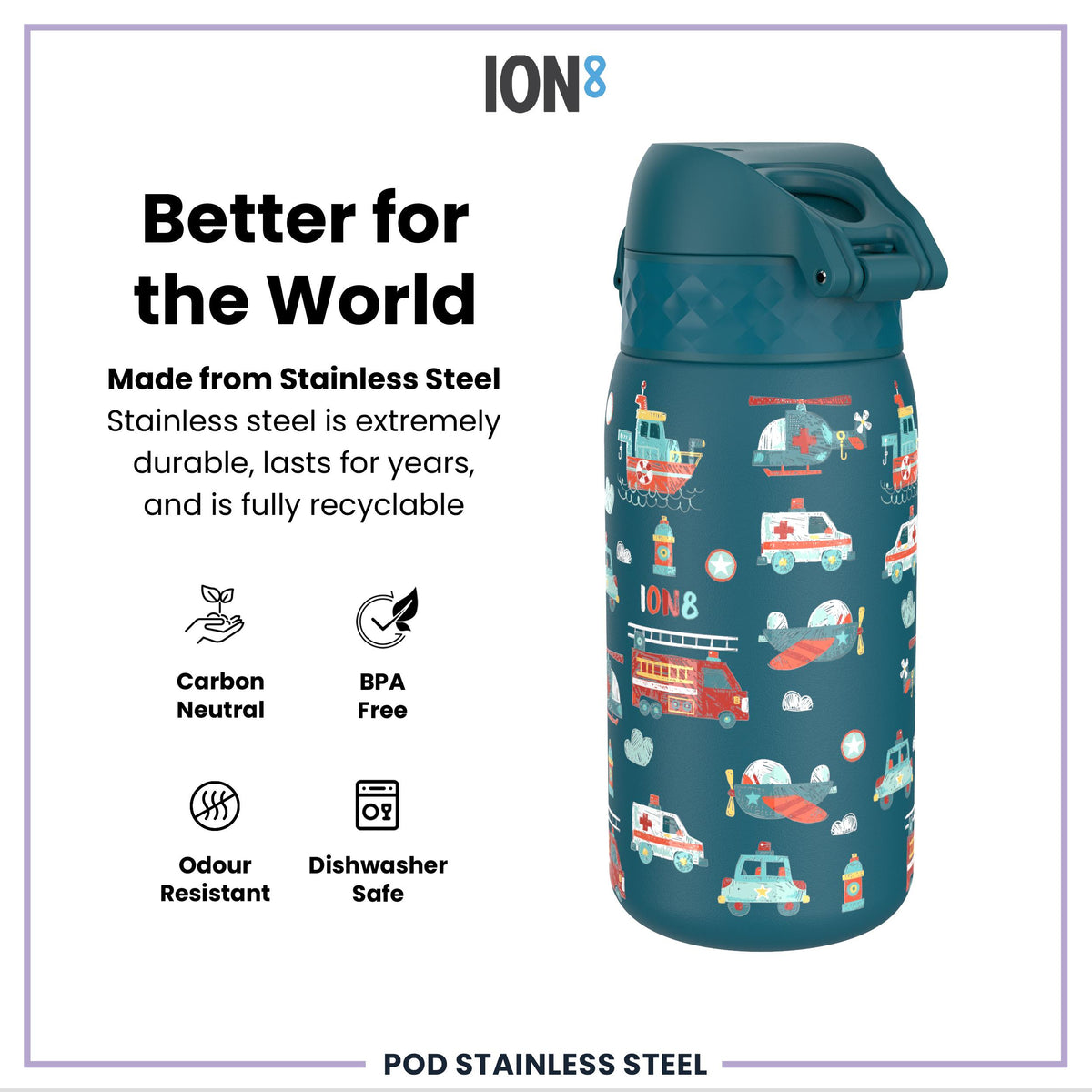 Leak Proof Thermal Steel Water Bottle, Insulated, Rescue Vehicles, 320ml (11oz) — additional product photo