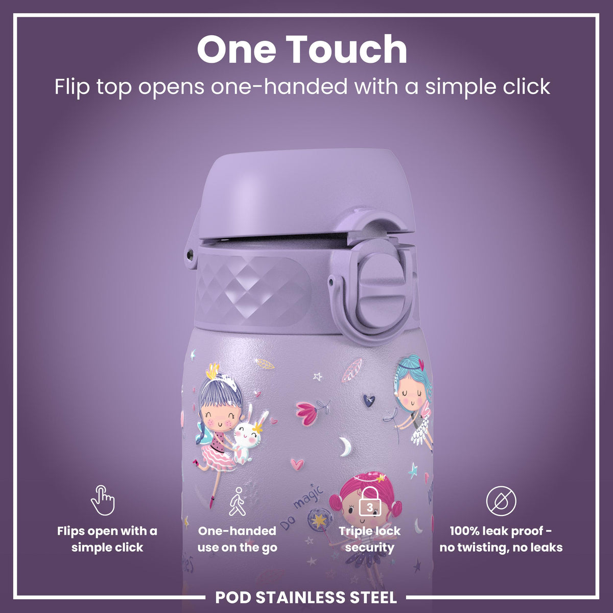 Leak Proof Thermal Steel Water Bottle, Insulated, Fairies, 320ml (11oz) — additional product photo