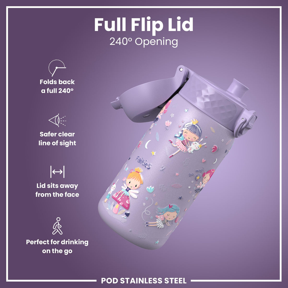 Leak Proof Thermal Steel Water Bottle, Insulated, Fairies, 320ml (11oz) — additional product photo