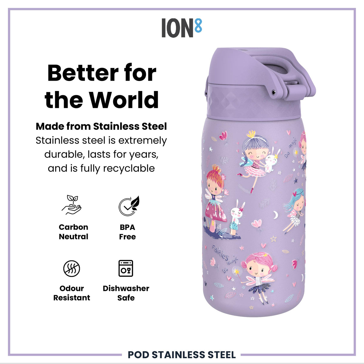 Leak Proof Thermal Steel Water Bottle, Insulated, Fairies, 320ml (11oz) — additional product photo