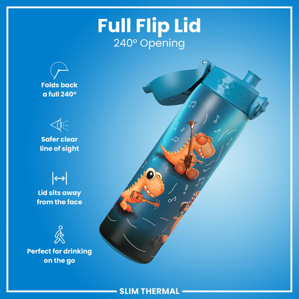 Antifugas Slim Thermal Botella de agua, Insulated Steel, Dinosaur Band, 500ml (17oz) — foto adicional del producto