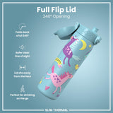 Antifugas Slim Thermal Botella de agua, Insulated Steel, Blue Unicorns, 500ml (17oz) — foto adicional del producto