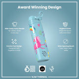 Antifugas Slim Thermal Botella de agua, Insulated Steel, Blue Unicorns, 500ml (17oz) — foto adicional del producto