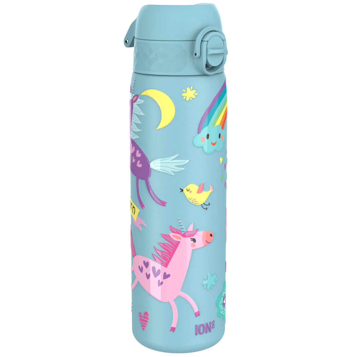 Antifugas Slim Thermal Botella de agua, Insulated Steel, Blue Unicorns, 500ml (17oz)