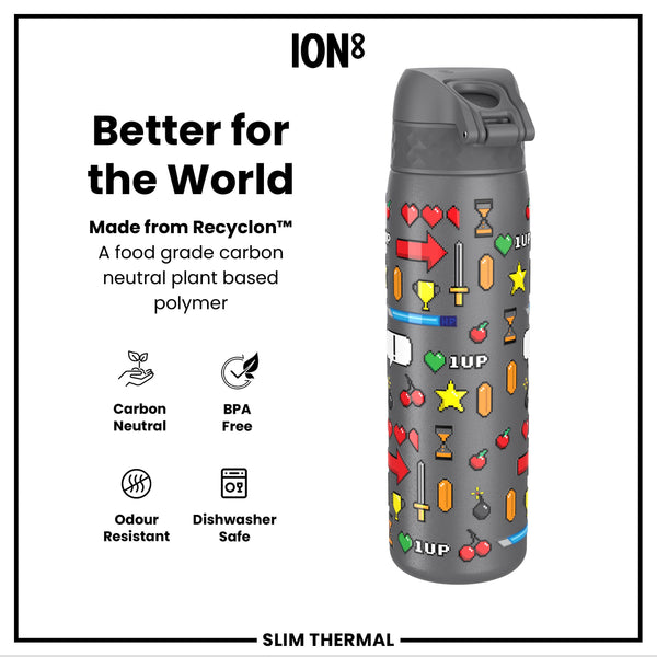 Leak Proof Slim Thermal Water Bottle, Insulated Steel, Gamer, 500ml (17oz) — additional product photo