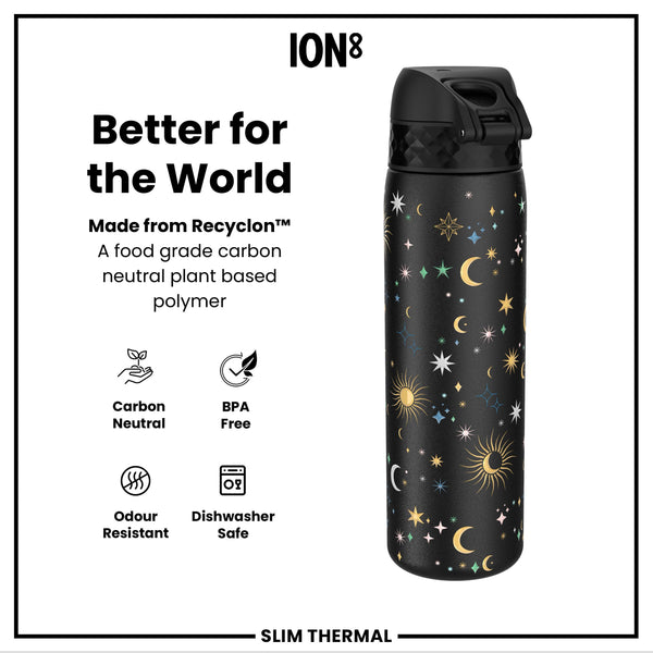 Leak Proof Slim Thermal Water Bottle, Insulated Steel, Celestial, 500ml (17oz) — additional product photo