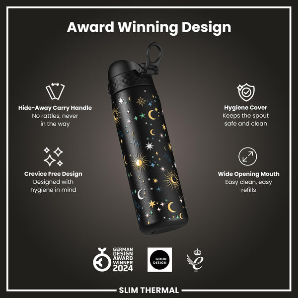 Leak Proof Slim Thermal Water Bottle, Insulated Steel, Celestial, 500ml (17oz) — additional product photo