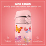 Leak Proof Slim Thermal Water Bottle, Insulated Steel, Butterfly, 500ml (17oz) — additional product photo