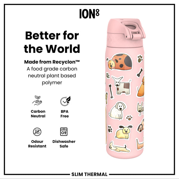 Leak Proof Slim Thermal Water Bottle, Insulated Steel, Dogs, 500ml (17oz) — additional product photo