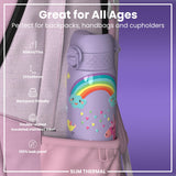 Leak Proof Slim Thermal Water Bottle, Insulated Steel, Purple Unicorns, 500ml (17oz) — additional product photo
