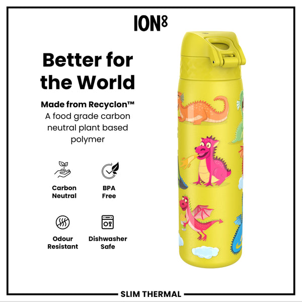 Antifugas Slim Thermal Botella de agua, Insulated Steel, Yellow Dragons, 500ml (17oz) — foto adicional del producto
