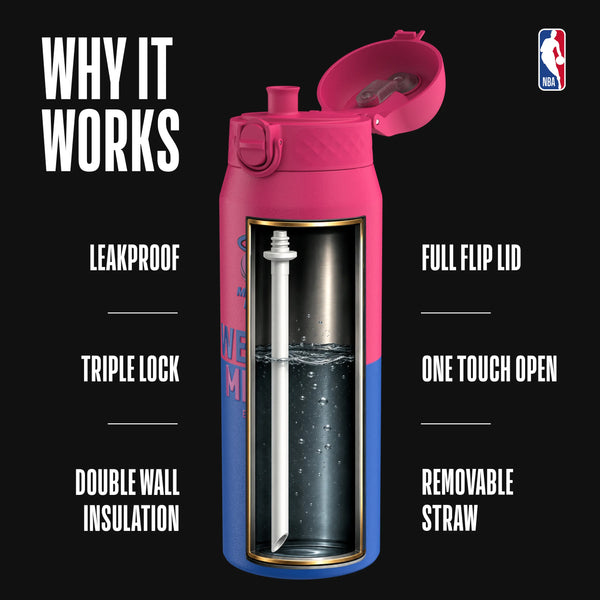 NBA x Ion8 Sports, Insulated Bottle, Miami Heat, 750ml (24oz) — foto adicional del producto
