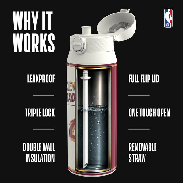 NBA x ION8, Insulated Steel Bottle, Cleveland Cavaliers, 750ml (24oz) — foto adicional del producto