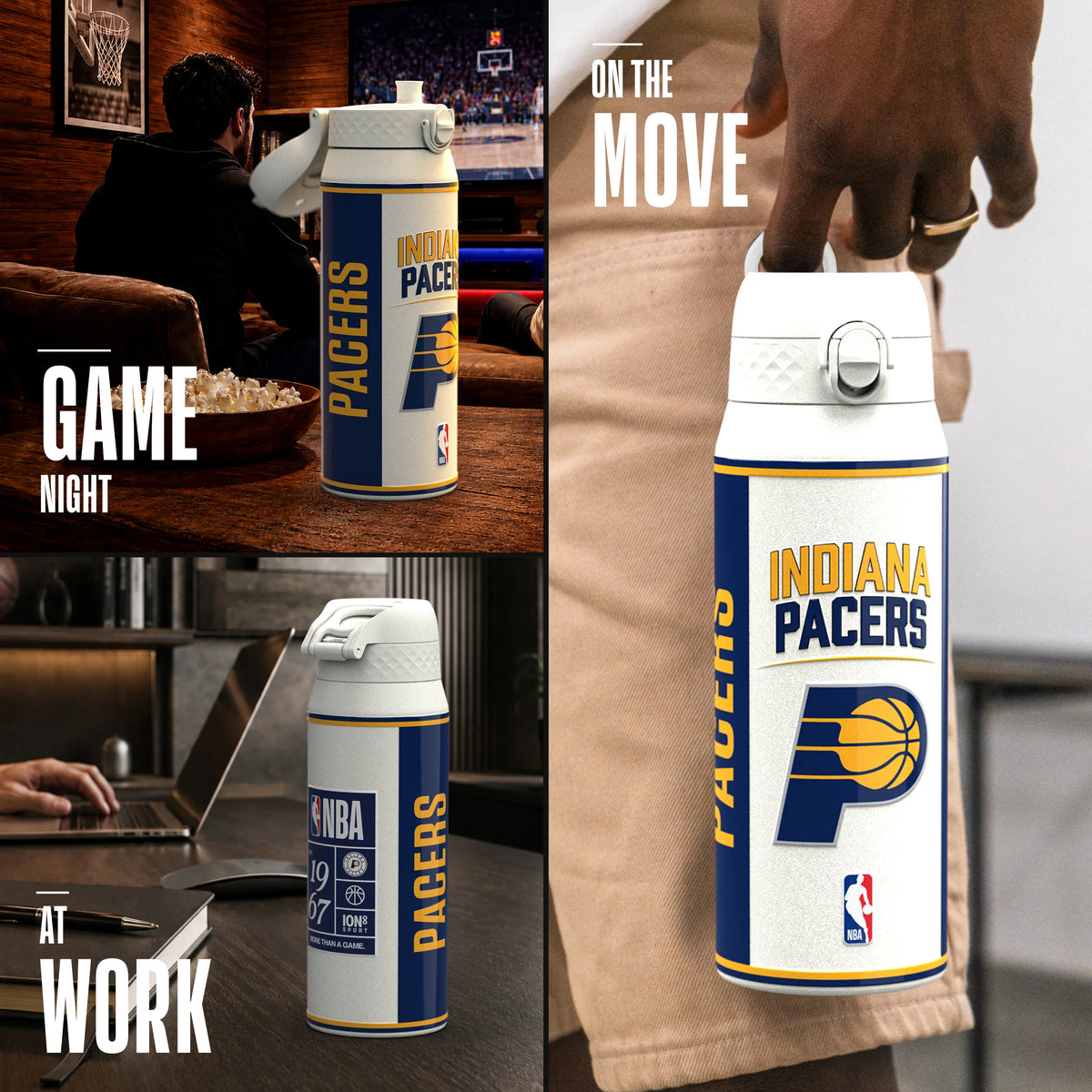 NBA x ION8, Insulated Steel Bottle, Indiana Pacers, 750ml (24oz) — foto adicional del producto