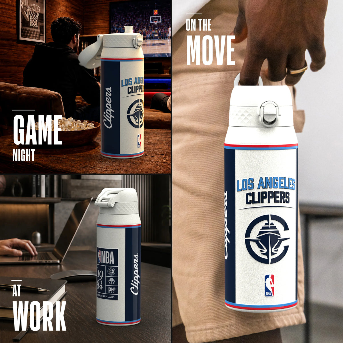 NBA x ION8, Insulated Steel Bottle, LA Clippers, 750ml (24oz) — additional product photo