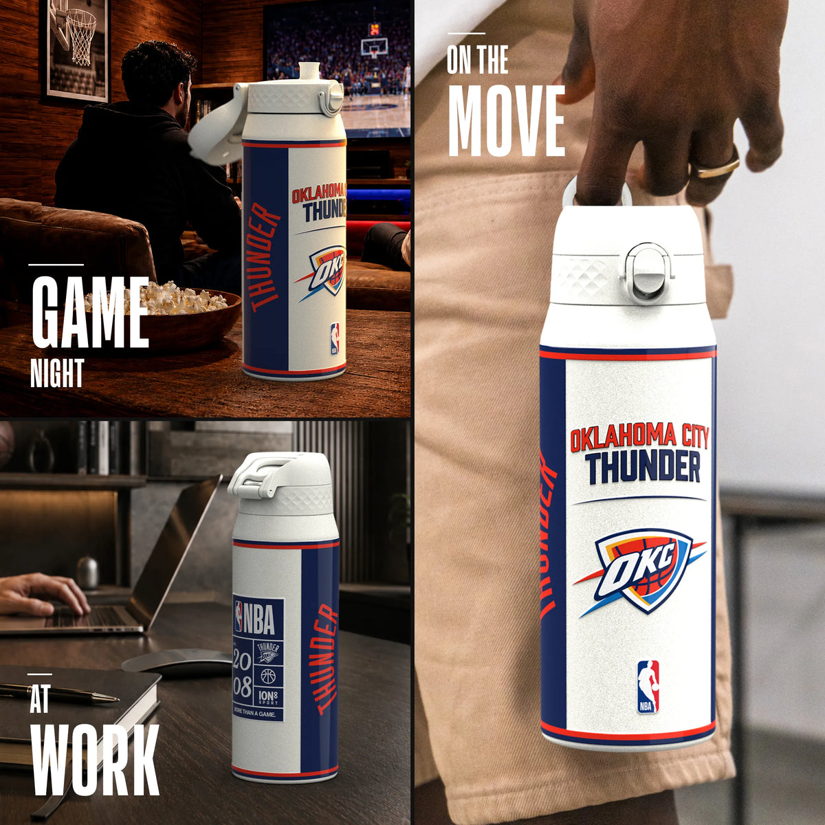 NBA x ION8, Insulated Steel Bottle, OK City Thunder, 750ml (24oz) — foto adicional del producto