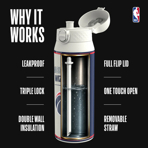 NBA x ION8, Insulated Steel Bottle, D.C Wizards, 750ml (24oz) — additional product photo
