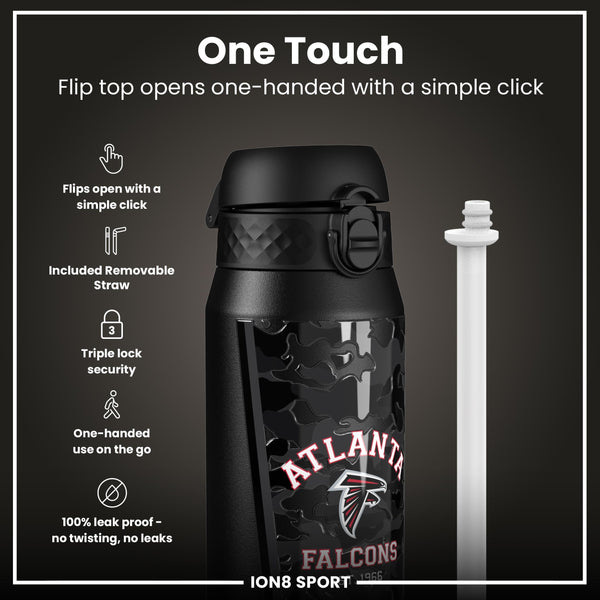 NFL x ION8 Insulated Steel Water Bottle, NFL Falcons, 750ml (24oz)