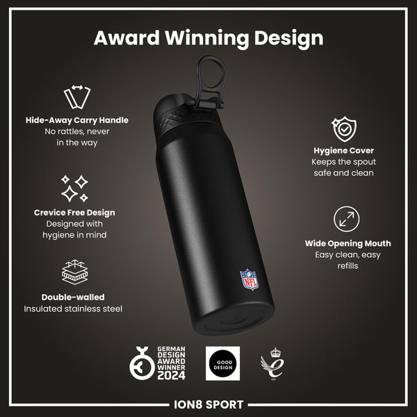 Botella de agua de acero inoxidable con aislamiento NFL x ION8, NFL Chiefs, 750 ml (24 oz)