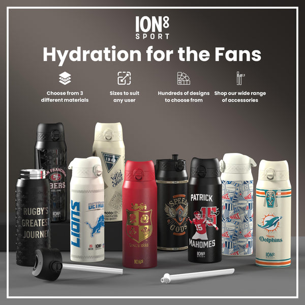 Botella de agua de acero inoxidable con aislamiento NFL x ION8, NFL Chiefs, 750 ml (24 oz)