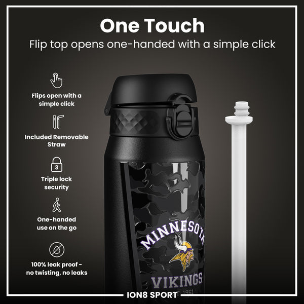 Botella de Agua Aislada de Acero NFL x ION8, NFL Vikings, 750ml (24oz)