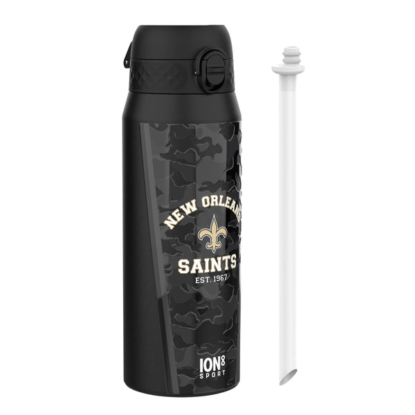 NFL x ION8 Insulated Steel Water Bottle, NFL Saints, 750ml (24oz)