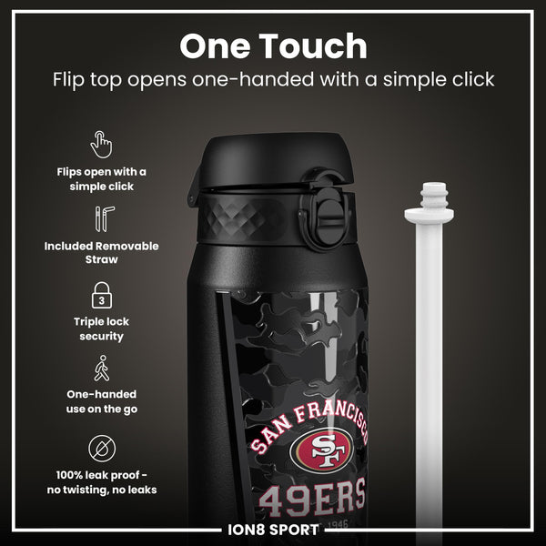 Botella de agua de acero inoxidable con aislamiento NFL x ION8, NFL 49ers, 750 ml (24 oz)
