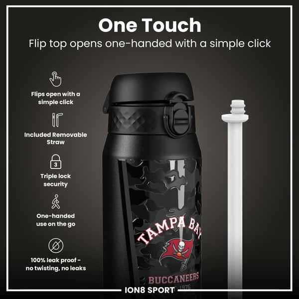 NFL x ION8 Insulated Steel Water Bottle, NFL Buccaneers, 750ml (24oz)
