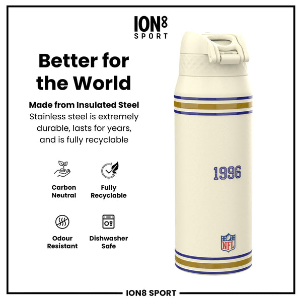 NFL x ION8 Insulated Steel Water Bottle, NFL Ravens, 750ml (24oz)