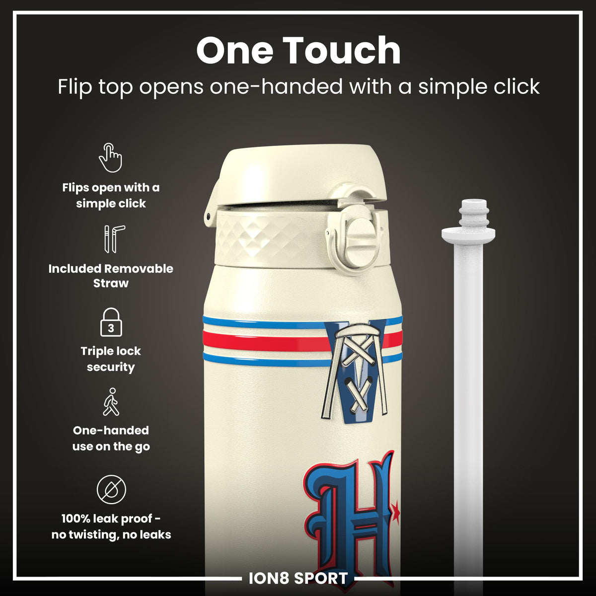 Botella de agua de acero térmico NFL x ION8, NFL Texans, 750ml (24oz)
