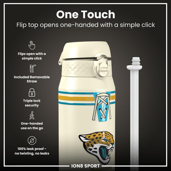 Botella de agua de acero inoxidable con aislamiento NFL x ION8, NFL Jaguars, 750ml (24oz)