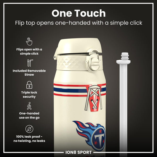 Botella de agua de acero inoxidable con aislamiento NFL x ION8, NFL Titans, 750ml (24oz)
