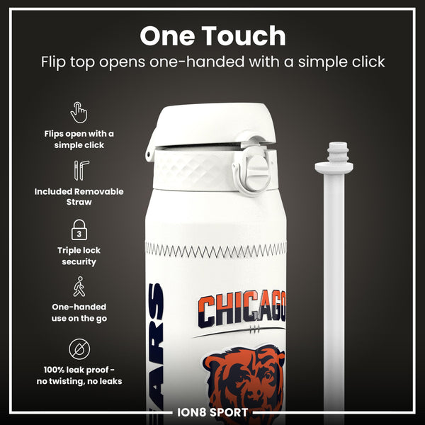 NFL x Ion8 Sports, Botella Térmica, Serie GameDay, Williams Bears, 750ml (24oz)