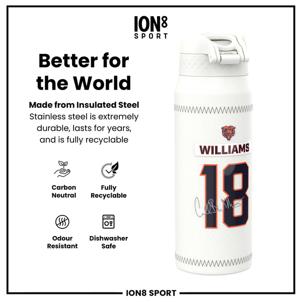 NFL x Ion8 Sports, Botella Térmica, Serie GameDay, Williams Bears, 750ml (24oz)