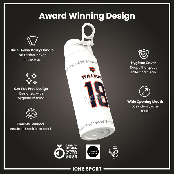 NFL x Ion8 Sports, Botella Térmica, Serie GameDay, Williams Bears, 750ml (24oz)