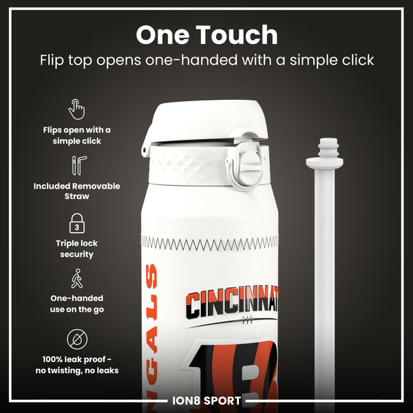NFL x Ion8 Sports, Botella Térmica, Serie GameDay, Burrow Bengals, 750ml (24oz)