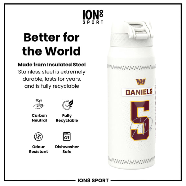 NFL x Ion8 Sports, Botella Térmica, Serie GameDay, Daniels Commanders, 750ml (24oz)