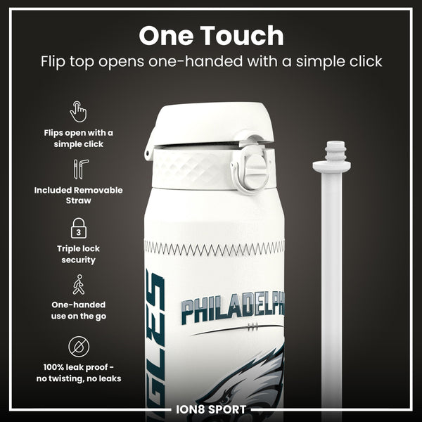 NFL x Ion8 Sports, Botella Térmica, Serie GameDay, Hurts Eagles, 750ml (24oz)