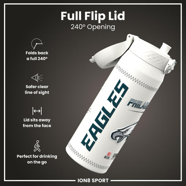 NFL x Ion8 Sports, Botella Térmica, Serie GameDay, Hurts Eagles, 750ml (24oz)