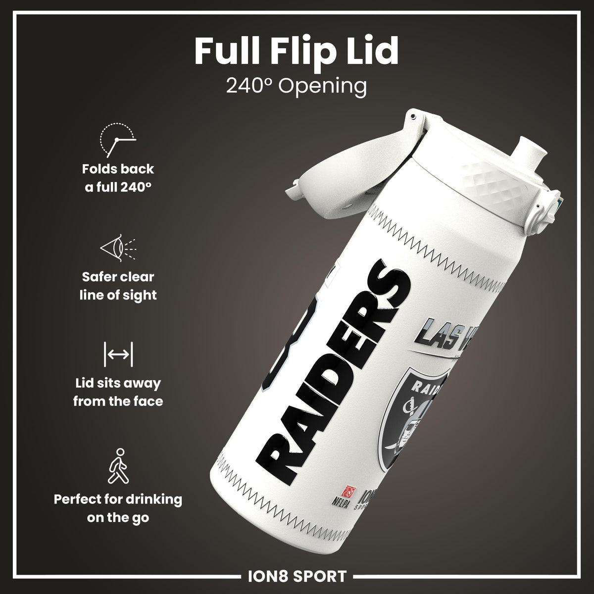 NFL x Ion8 Sports, Insulated Bottle, GameDay Series, Crosby Raiders, 750ml (24oz)